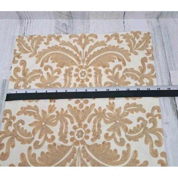 Two Pier 1 Embroidered Floral Throw Accent Pillow Covers Natural Tan Silver 16" - Picture 9 of 10